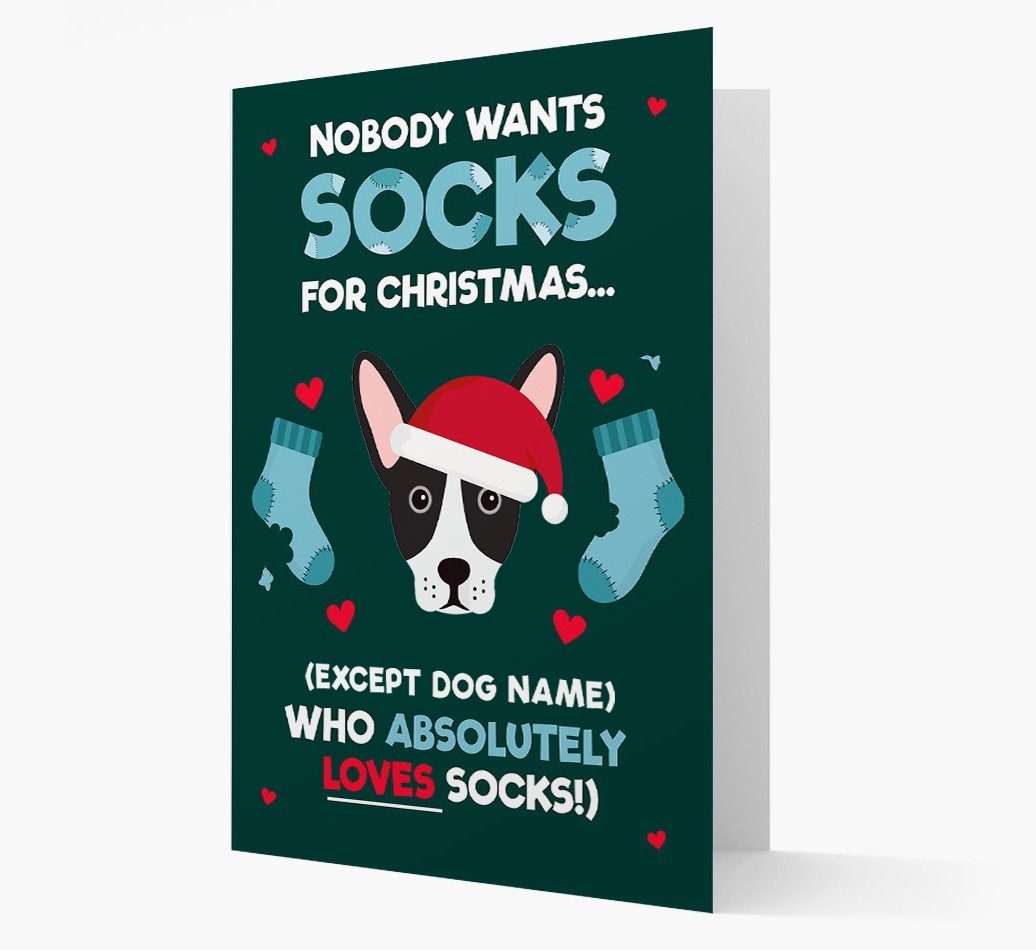 'Nobody Wants Socks for Christmas' - Personalized {breedFullName} Christmas Card