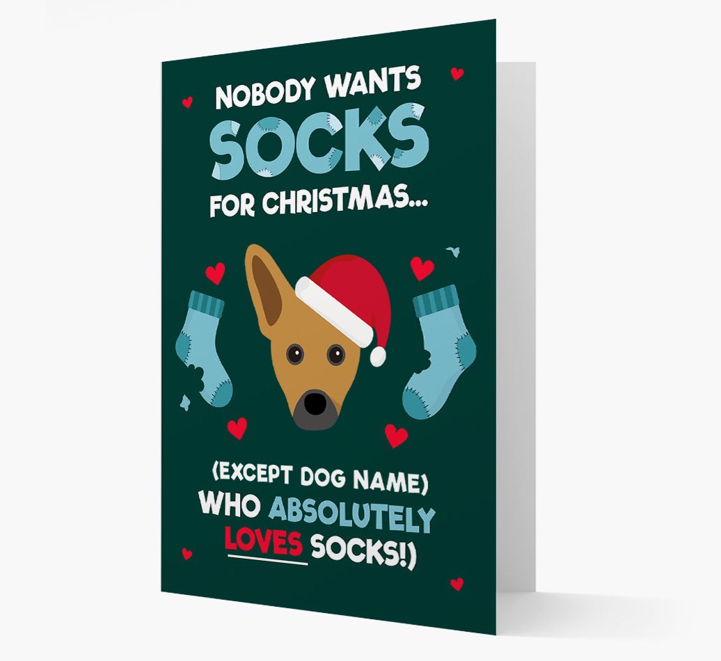 'Nobody Wants Socks for Christmas' - Personalized {breedFullName} Christmas Card
