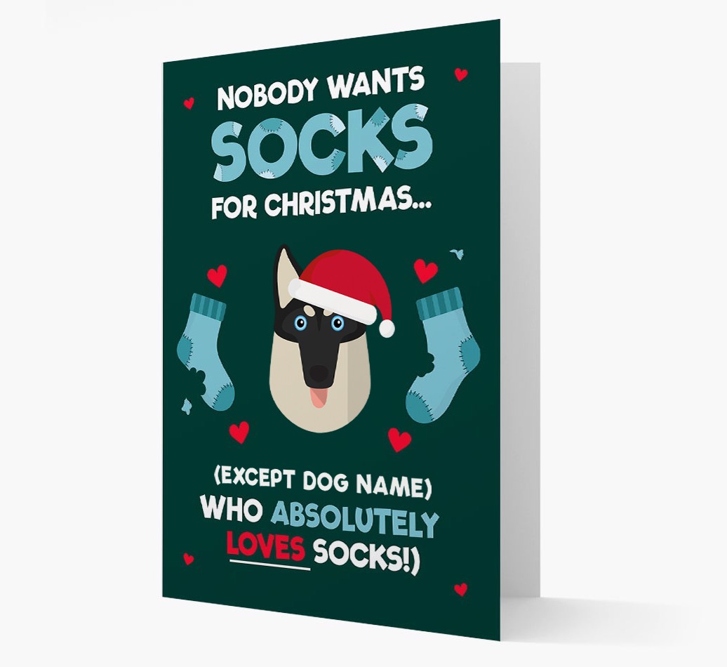 'Nobody Wants Socks for Christmas' - Personalized {breedFullName} Christmas Card