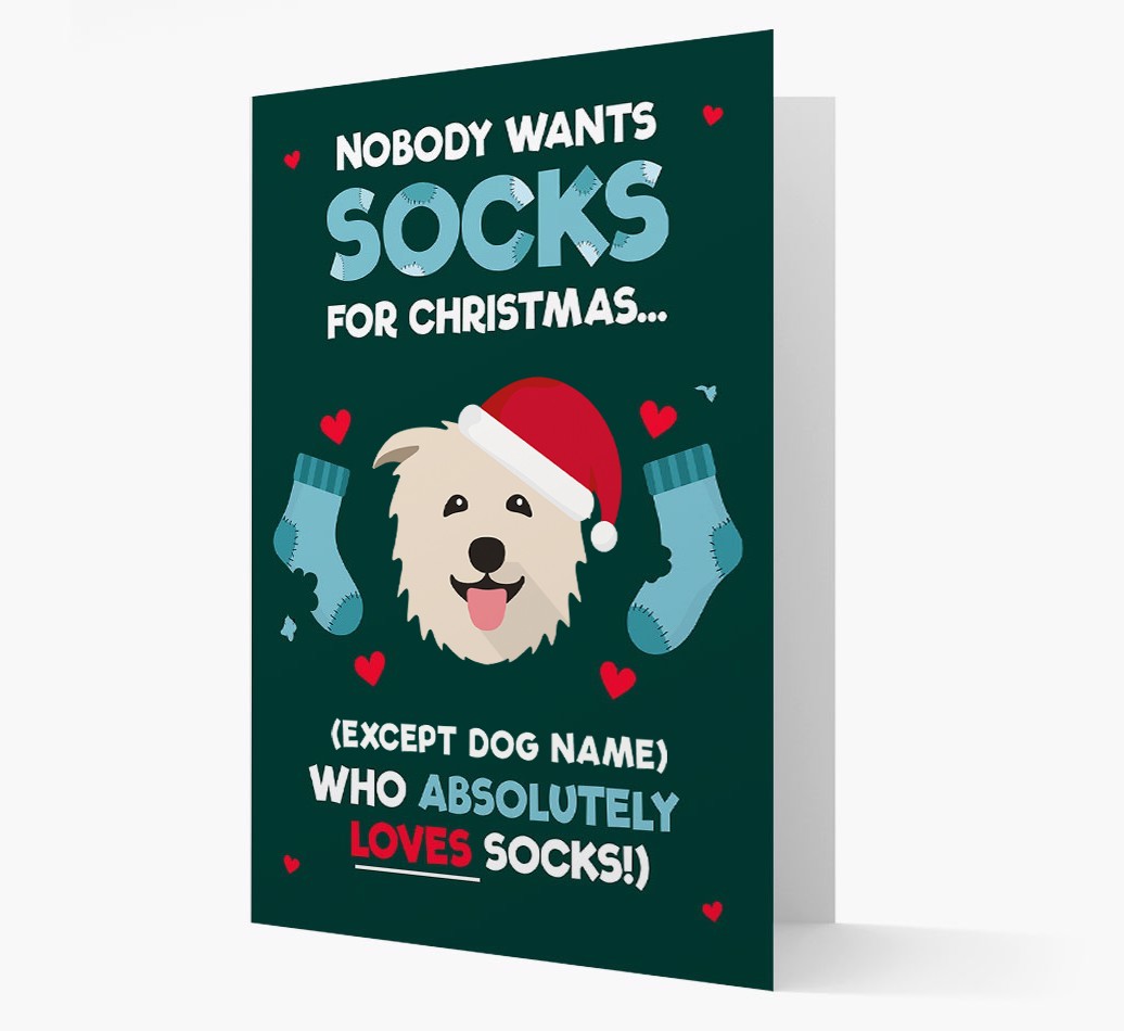 'Nobody Wants Socks for Christmas' - Personalised {breedFullName} Christmas Card