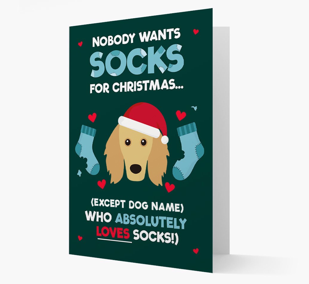 'Nobody Wants Socks for Christmas' - Personalized {breedFullName} Christmas Card