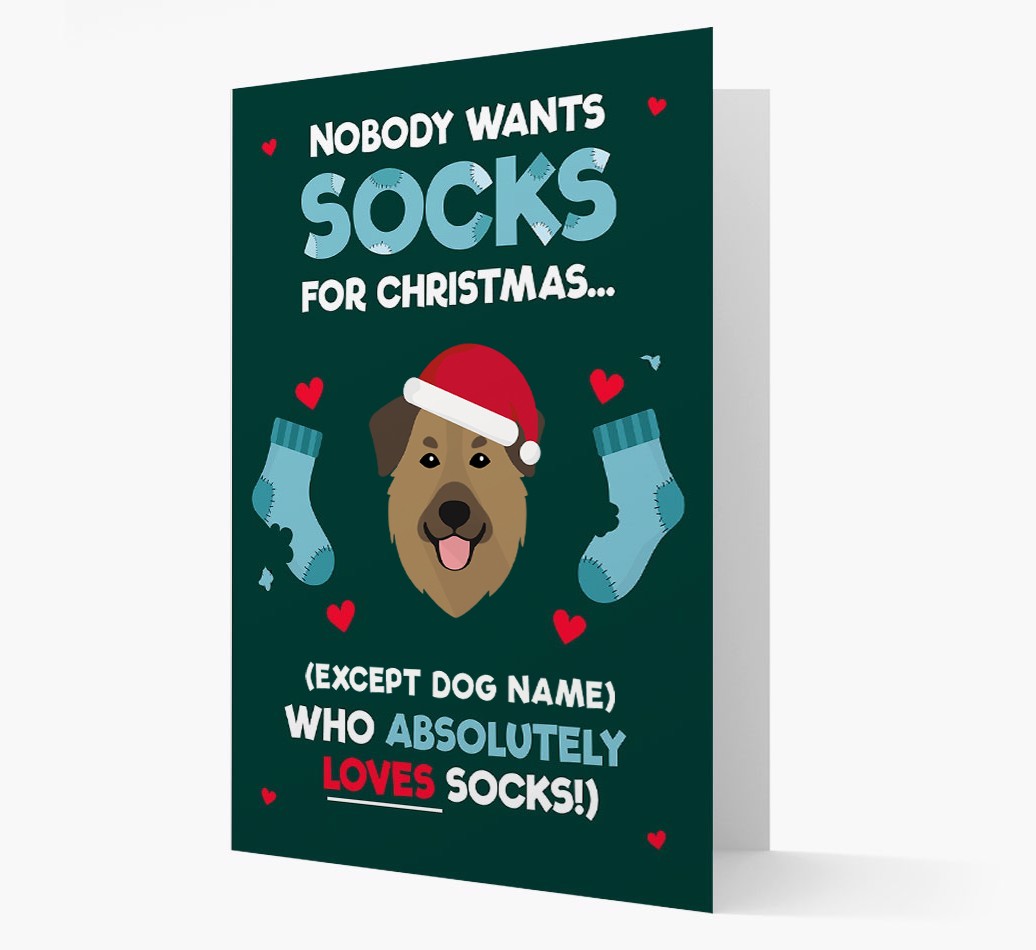 'Nobody Wants Socks for Christmas' - Personalized {breedFullName} Christmas Card