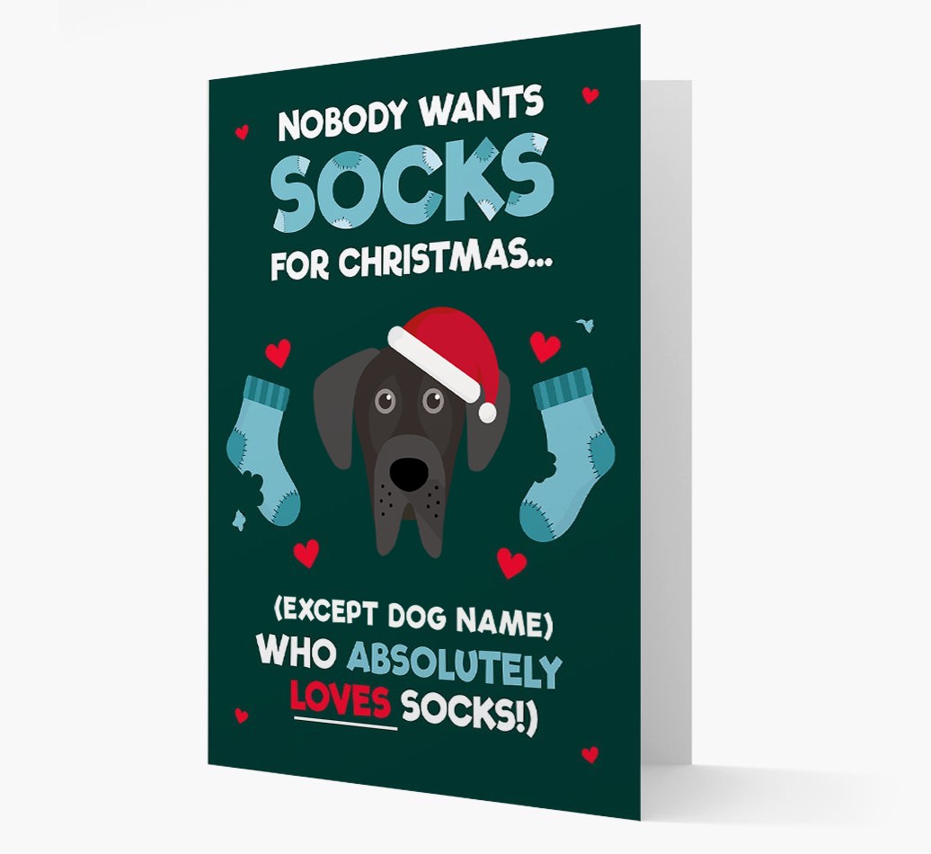 'Nobody Wants Socks for Christmas' - Personalized {breedFullName} Christmas Card