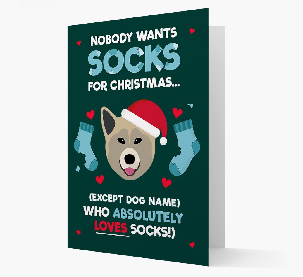 'Nobody Wants Socks for Christmas' - Personalised {breedFullName} Christmas Card