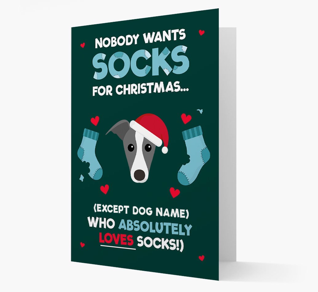 'Nobody Wants Socks for Christmas' - Personalized {breedFullName} Christmas Card