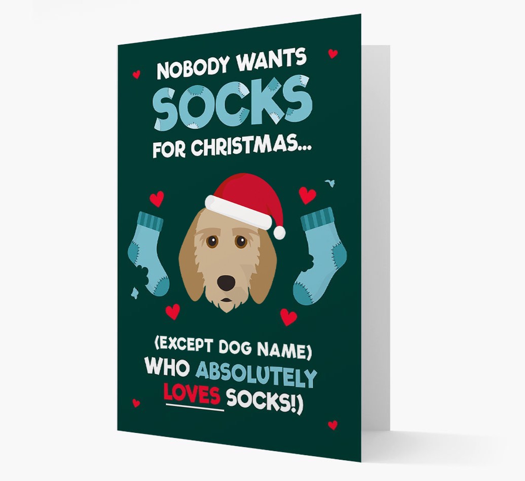 'Nobody Wants Socks for Christmas' - Personalized {breedFullName} Christmas Card