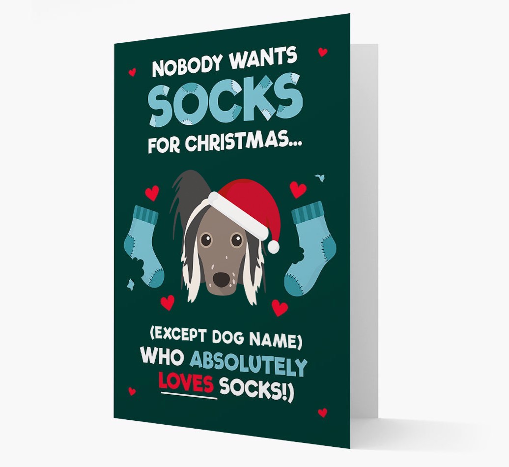 'Nobody Wants Socks for Christmas' - Personalized {breedFullName} Christmas Card