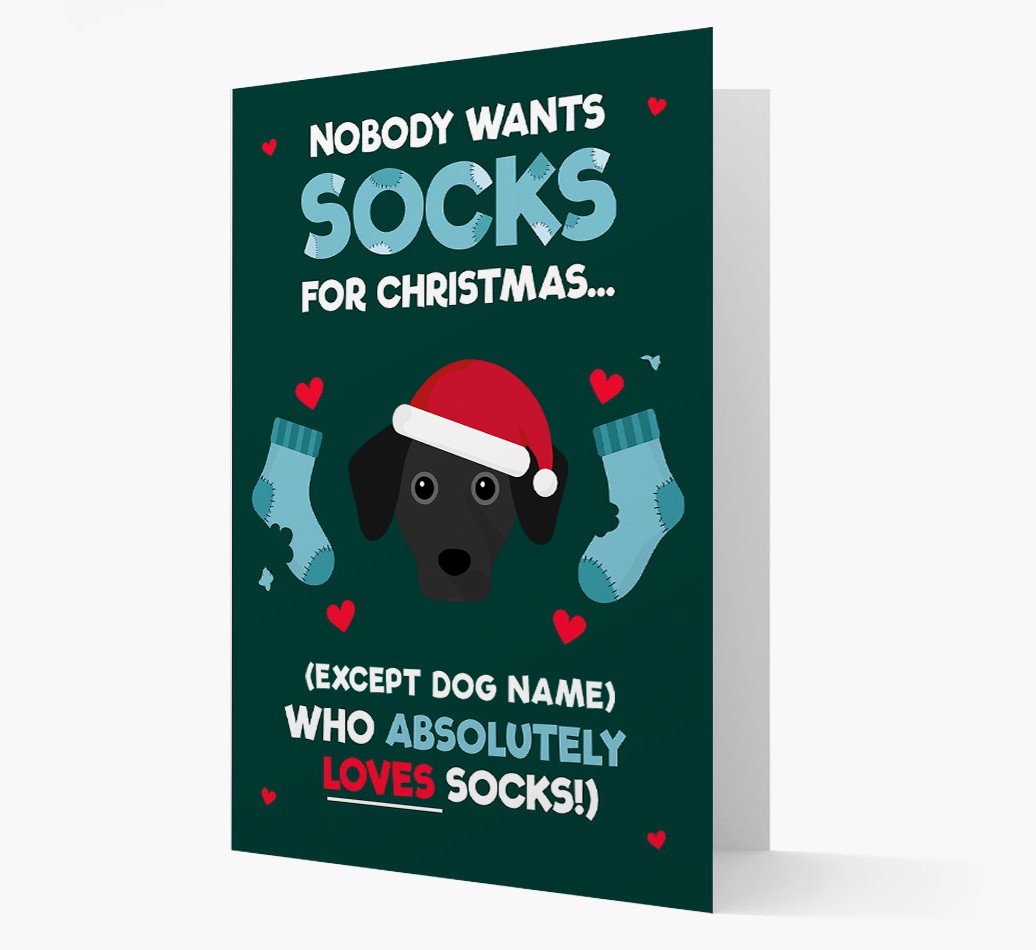 'Nobody Wants Socks for Christmas' - Personalized {breedFullName} Christmas Card