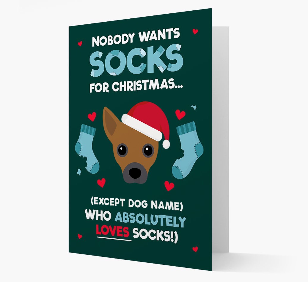 'Nobody Wants Socks for Christmas' - Personalized {breedFullName} Christmas Card