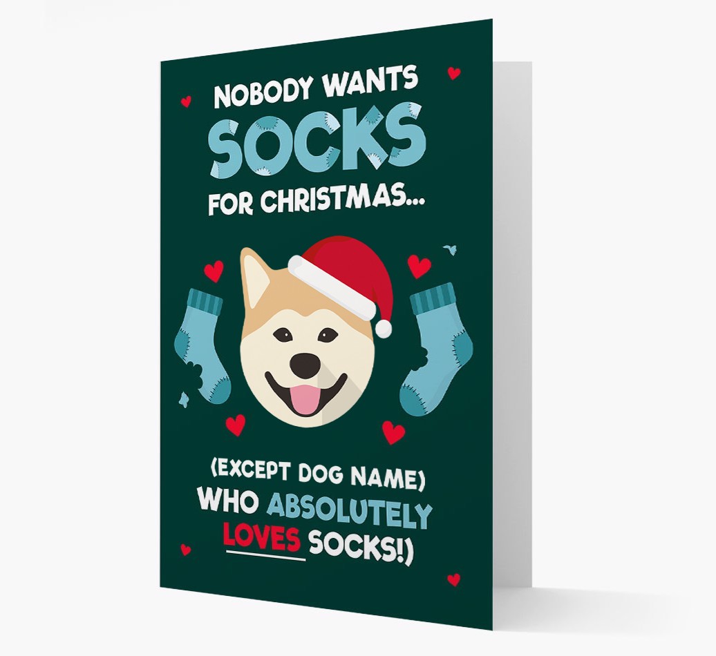 'Nobody Wants Socks for Christmas' - Personalized {breedFullName} Christmas Card