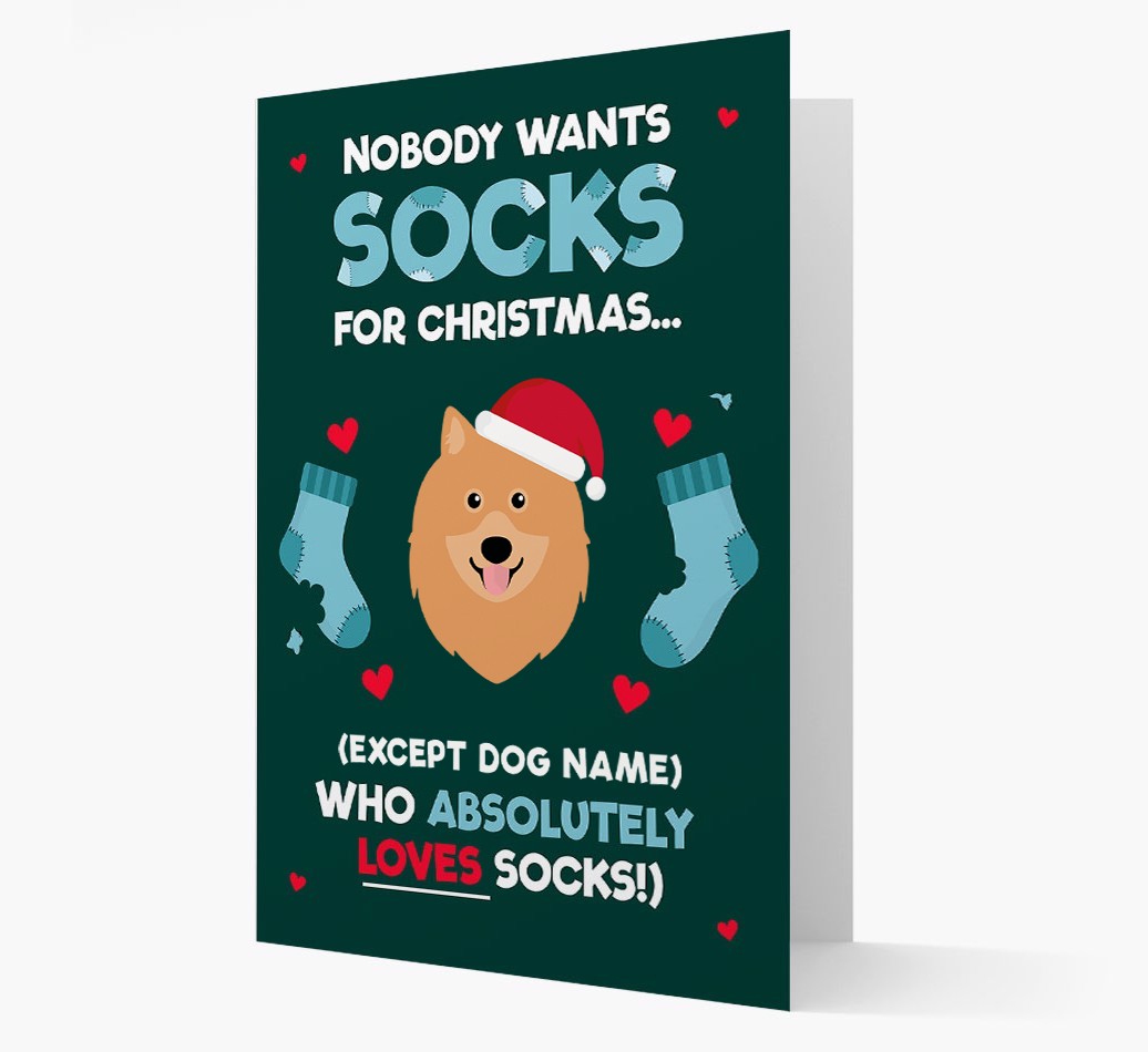 'Nobody Wants Socks for Christmas' - Personalized {breedFullName} Christmas Card