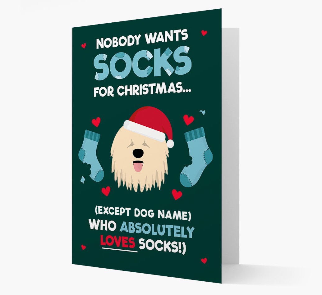 'Nobody Wants Socks for Christmas' - Personalized {breedFullName} Christmas Card