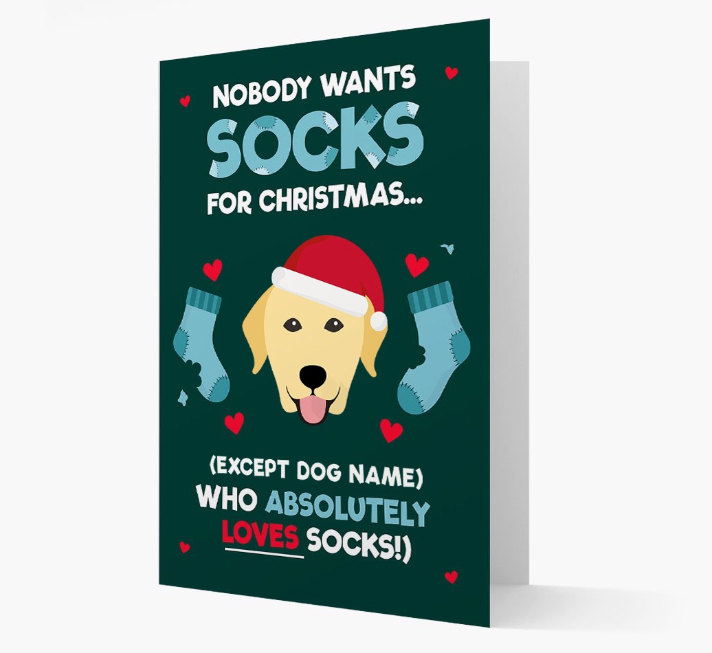 'Nobody Wants Socks for Christmas' - Personalized {breedFullName} Christmas Card