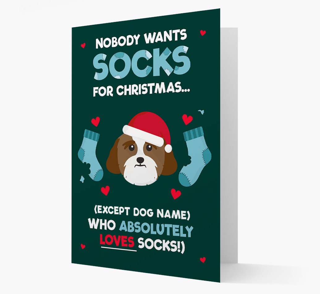 'Nobody Wants Socks for Christmas' - Personalized {breedFullName} Christmas Card