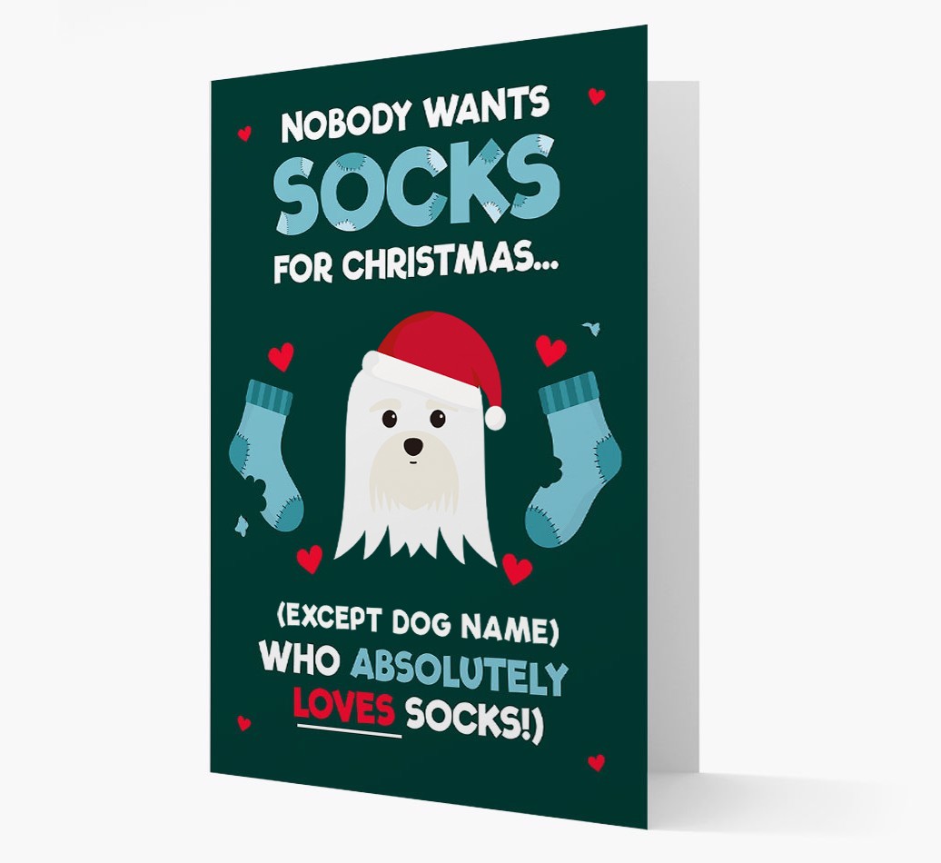 'Nobody Wants Socks for Christmas' - Personalized {breedFullName} Christmas Card
