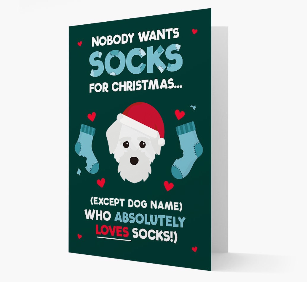 'Nobody Wants Socks for Christmas' - Personalized {breedFullName} Christmas Card