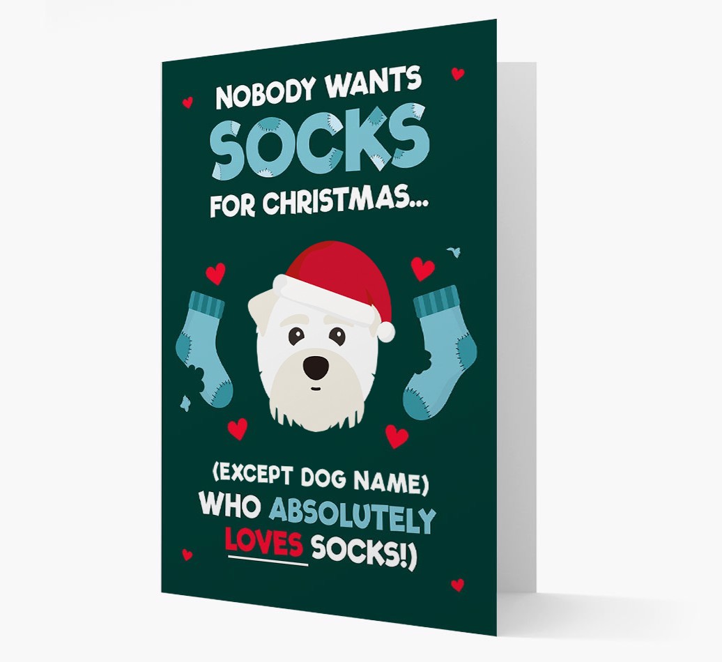 'Nobody Wants Socks for Christmas' - Personalized {breedFullName} Christmas Card