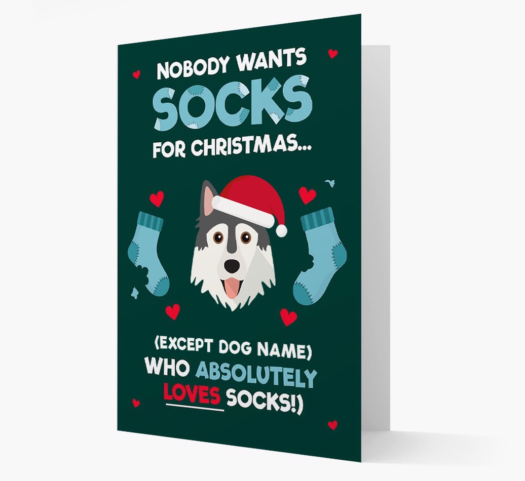 'Nobody Wants Socks for Christmas' - Personalised {breedFullName} Christmas Card