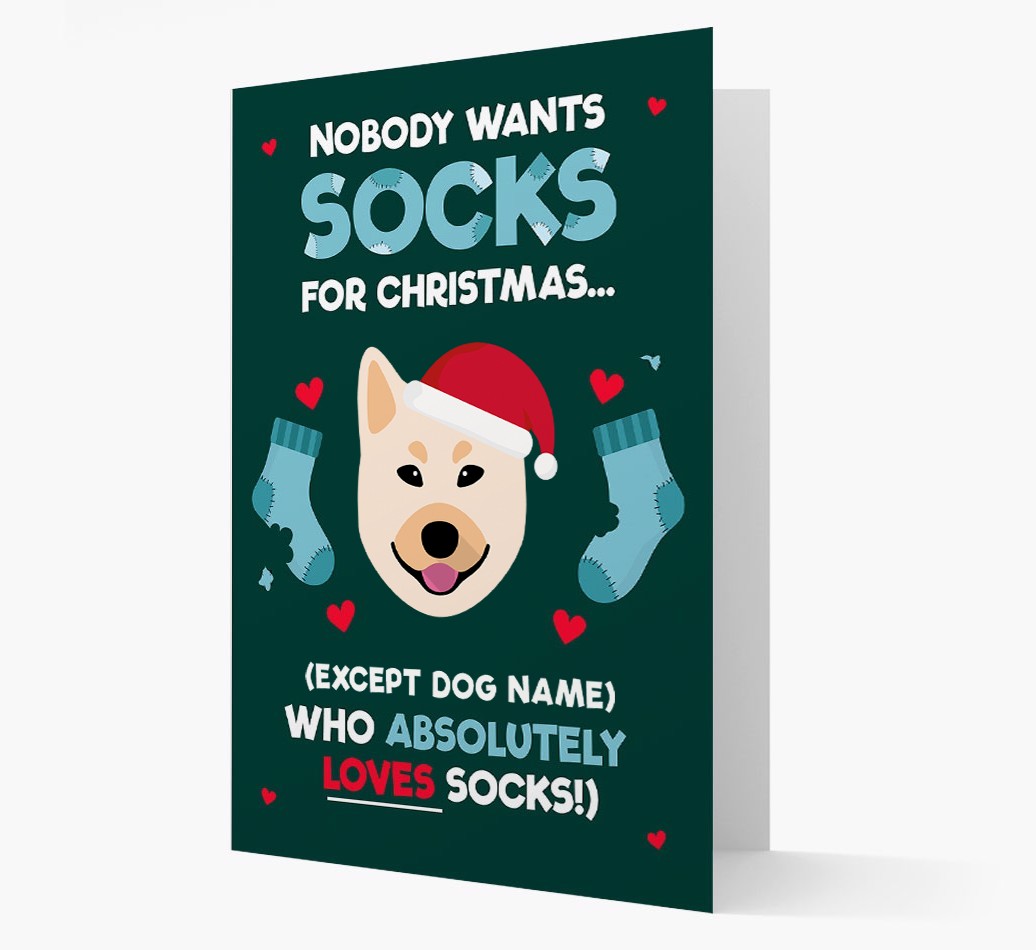 'Nobody Wants Socks for Christmas' - Personalized {breedFullName} Christmas Card