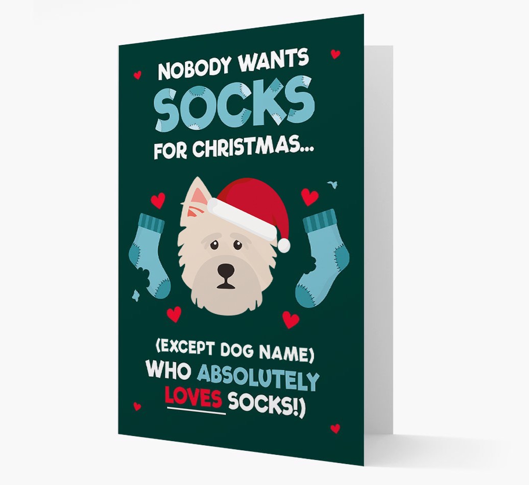 'Nobody Wants Socks for Christmas' - Personalized {breedFullName} Christmas Card