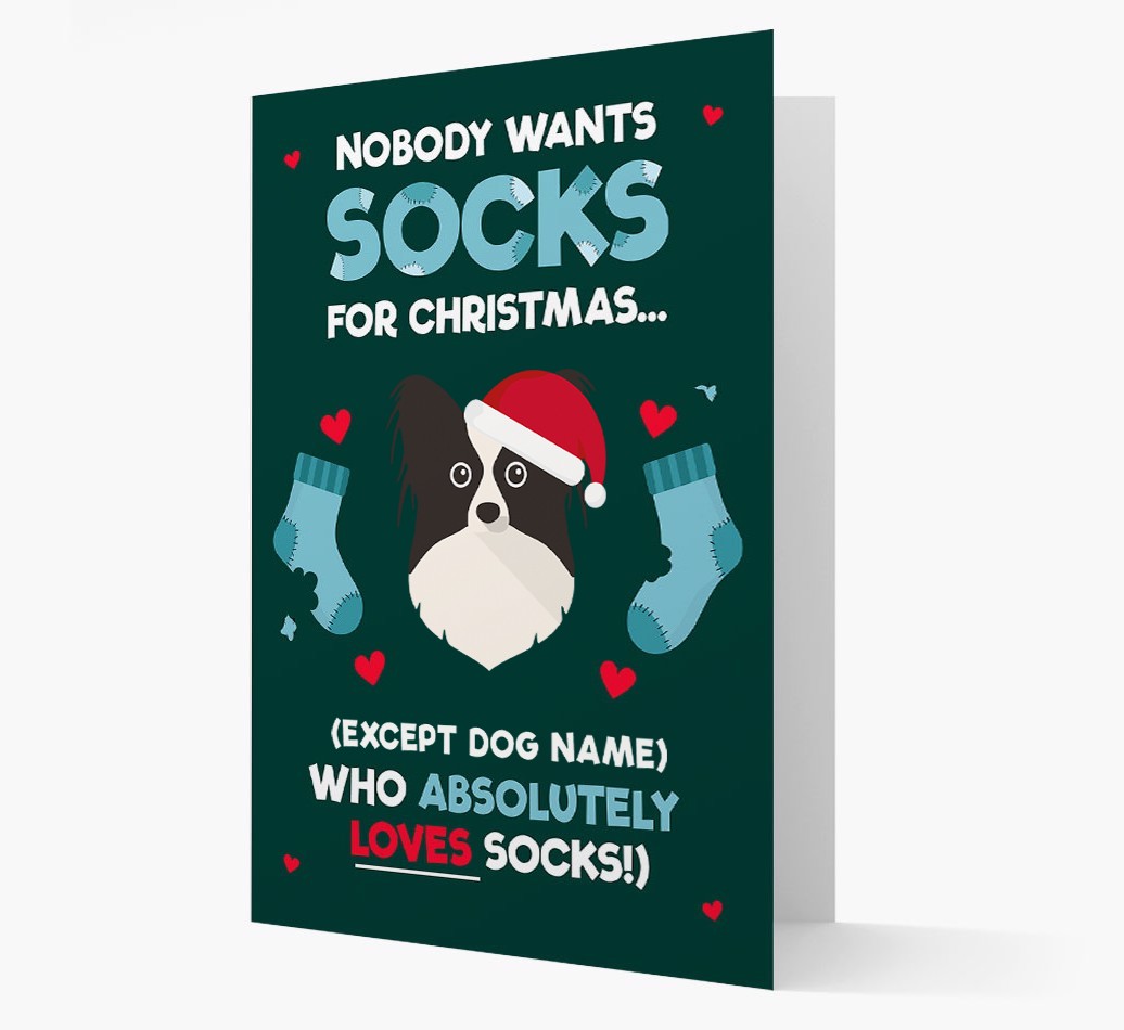 'Nobody Wants Socks for Christmas' - Personalized {breedFullName} Christmas Card