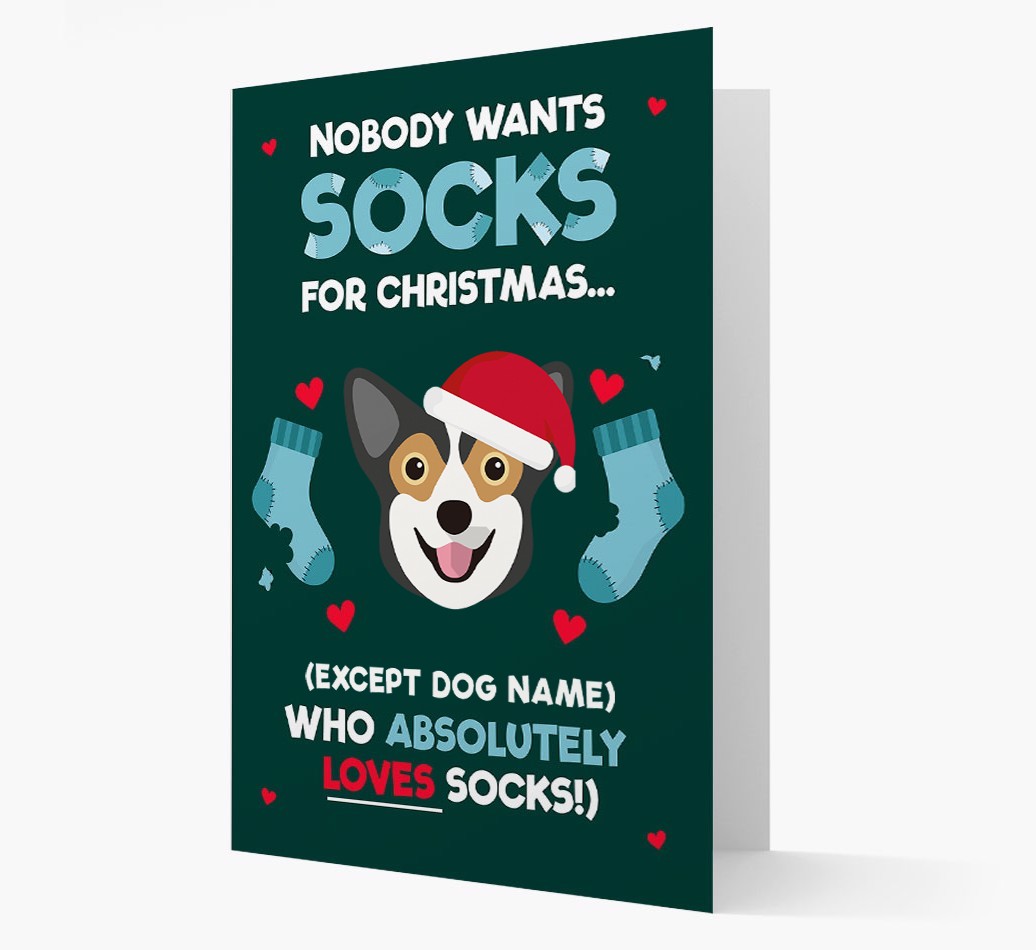 'Nobody Wants Socks for Christmas' - Personalized {breedFullName} Christmas Card