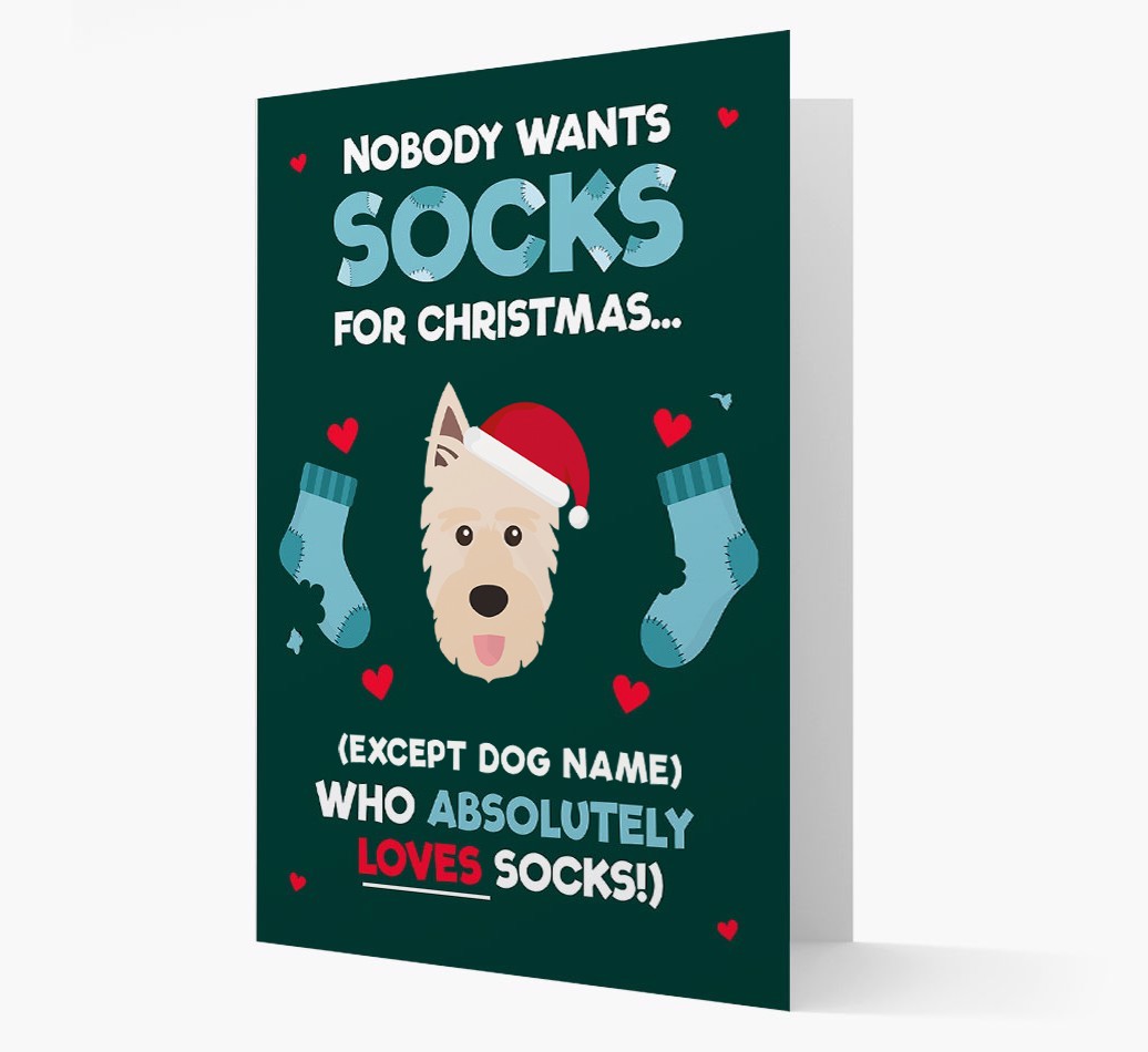 'Nobody Wants Socks for Christmas' - Personalized {breedFullName} Christmas Card