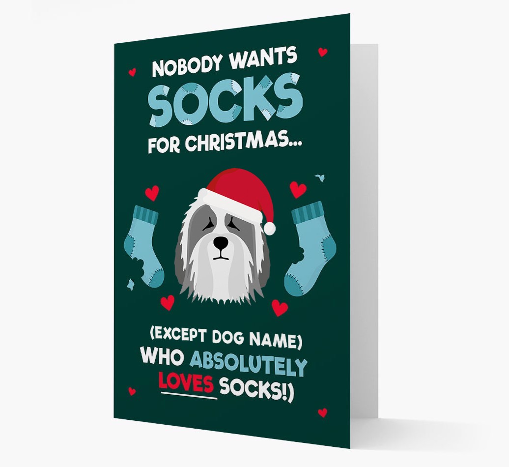 'Nobody Wants Socks for Christmas' - Personalized {breedFullName} Christmas Card