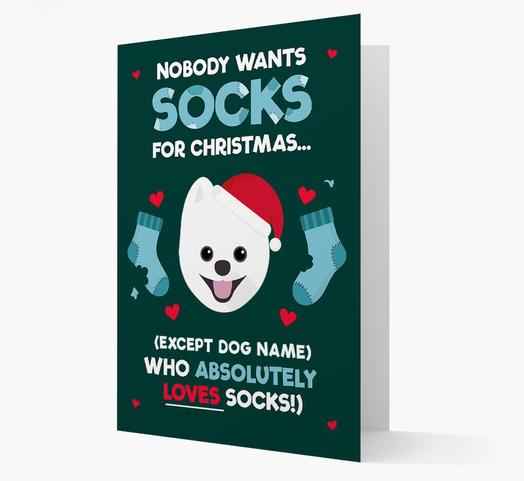 'Nobody Wants Socks for Christmas' - Personalized {breedFullName} Christmas Card