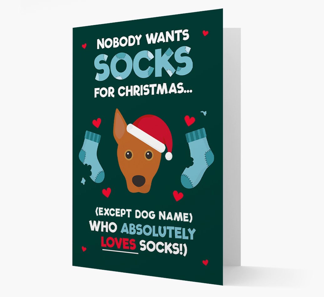 'Nobody Wants Socks for Christmas' - Personalized {breedFullName} Christmas Card