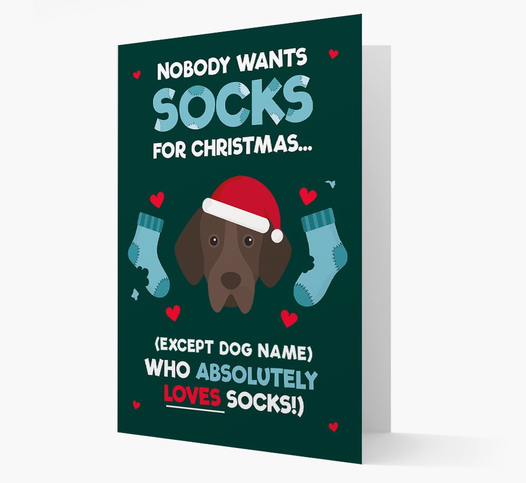 'Nobody Wants Socks for Christmas' - Personalized {breedFullName} Christmas Card