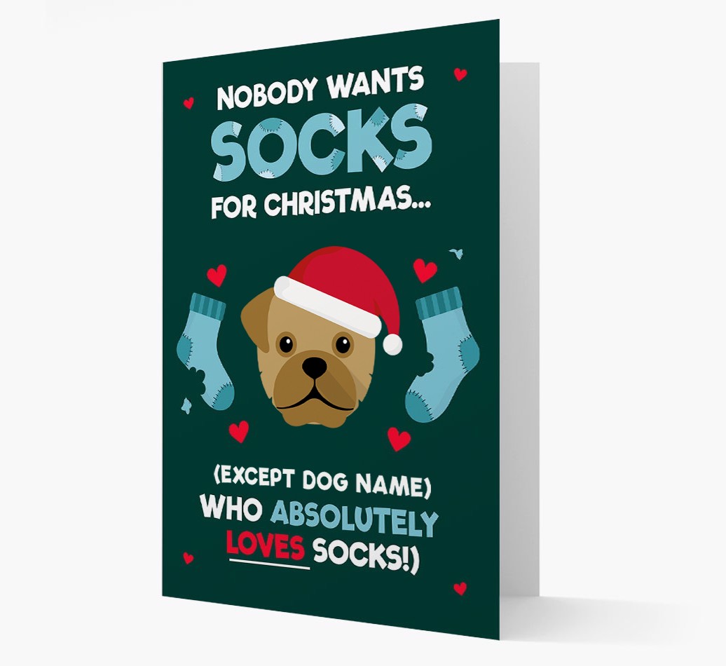 'Nobody Wants Socks for Christmas' - Personalized {breedFullName} Christmas Card