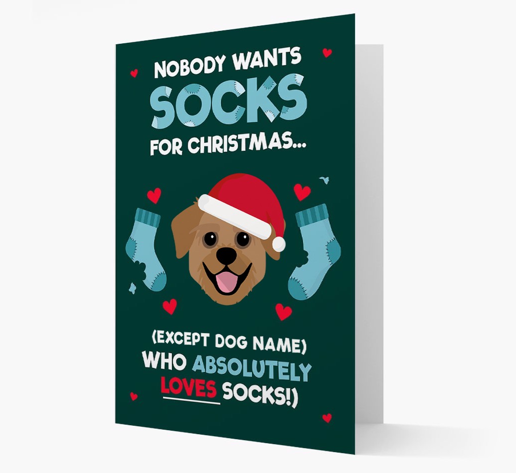 'Nobody Wants Socks for Christmas' - Personalized {breedFullName} Christmas Card
