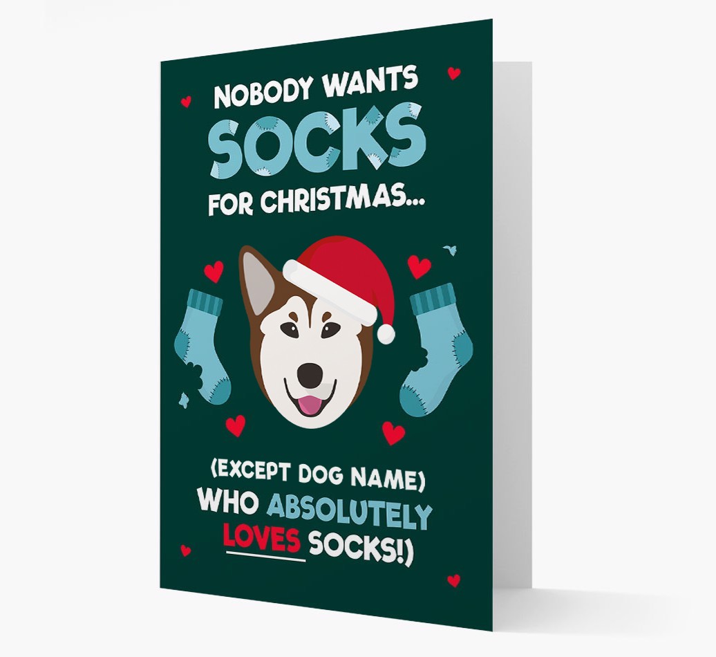 'Nobody Wants Socks for Christmas' - Personalized {breedFullName} Christmas Card