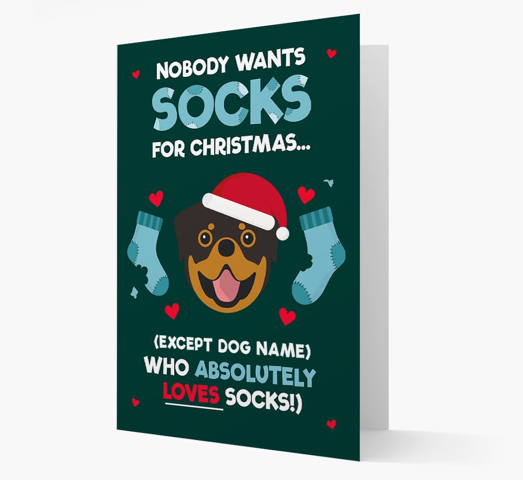 'Nobody Wants Socks for Christmas' - Personalized {breedFullName} Christmas Card