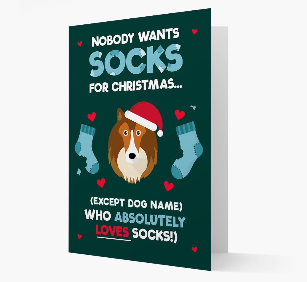 'Nobody Wants Socks for Christmas' - Personalized {breedFullName} Christmas Card