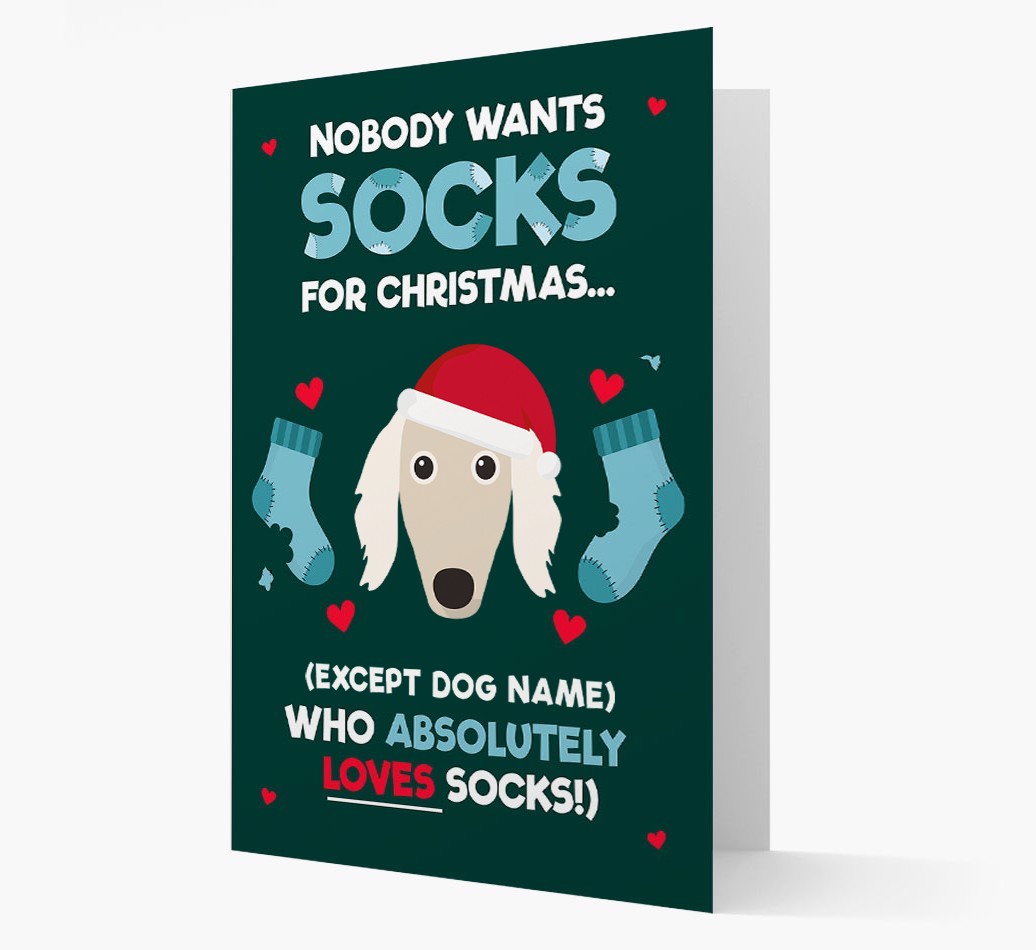 'Nobody Wants Socks for Christmas' - Personalized {breedFullName} Christmas Card