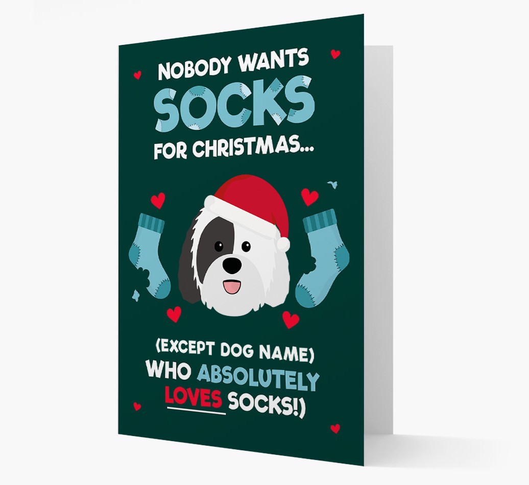 'Nobody Wants Socks for Christmas' - Personalized {breedFullName} Christmas Card