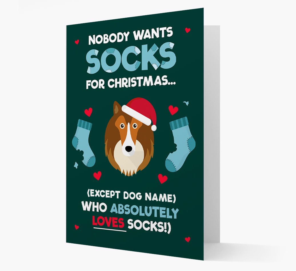 'Nobody Wants Socks for Christmas' - Personalized {breedFullName} Christmas Card