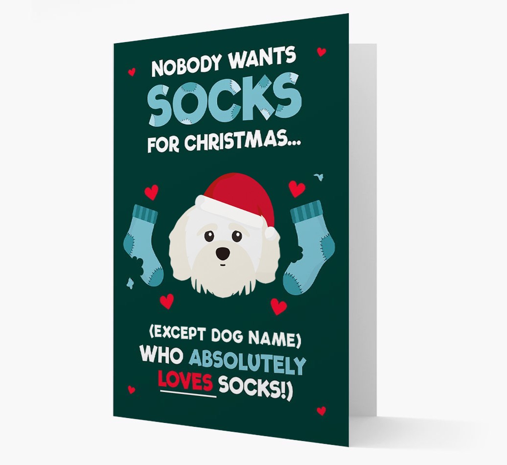 'Nobody Wants Socks for Christmas' - Personalized {breedFullName} Christmas Card