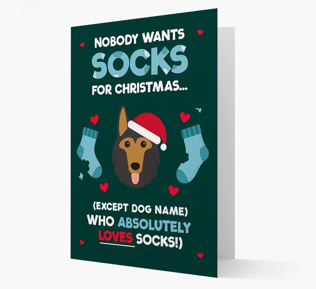 'Nobody Wants Socks for Christmas' - Personalized {breedFullName} Christmas Card