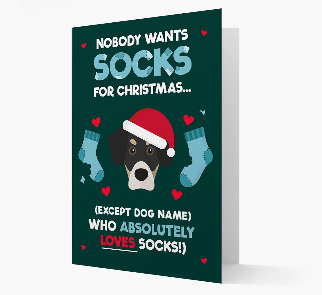 'Nobody Wants Socks for Christmas' - Personalized {breedFullName} Christmas Card
