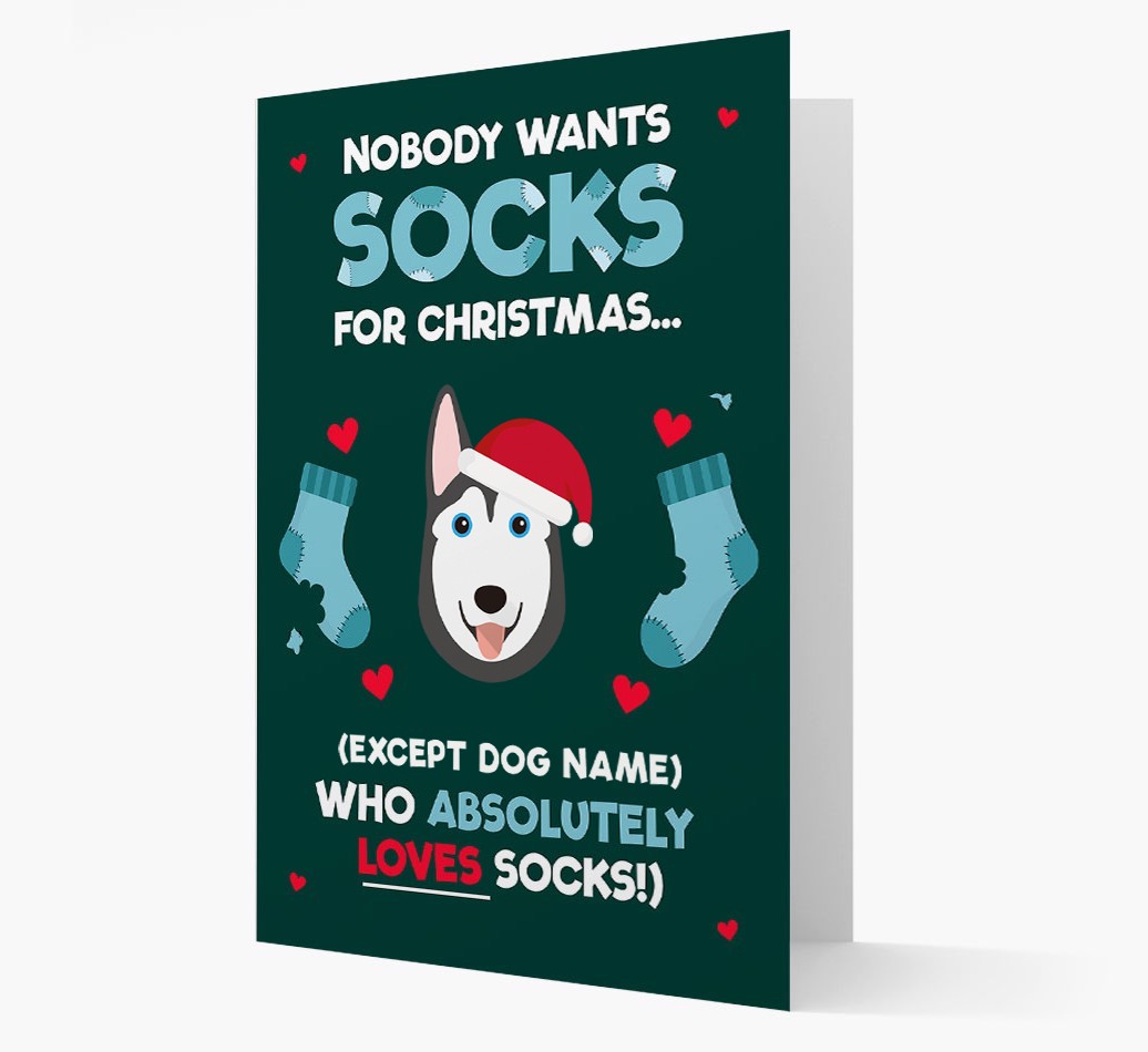 'Nobody Wants Socks for Christmas' - Personalized {breedFullName} Christmas Card
