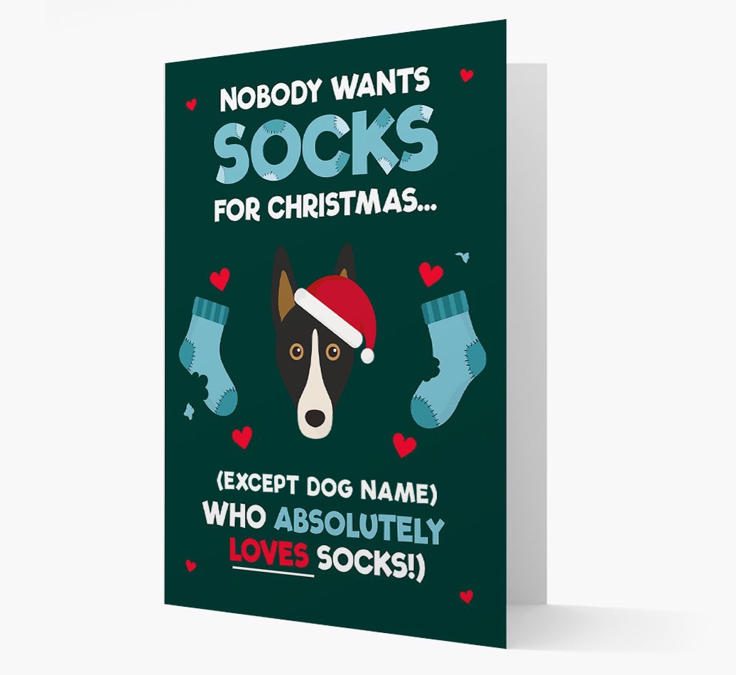 'Nobody Wants Socks for Christmas' - Personalized {breedFullName} Christmas Card