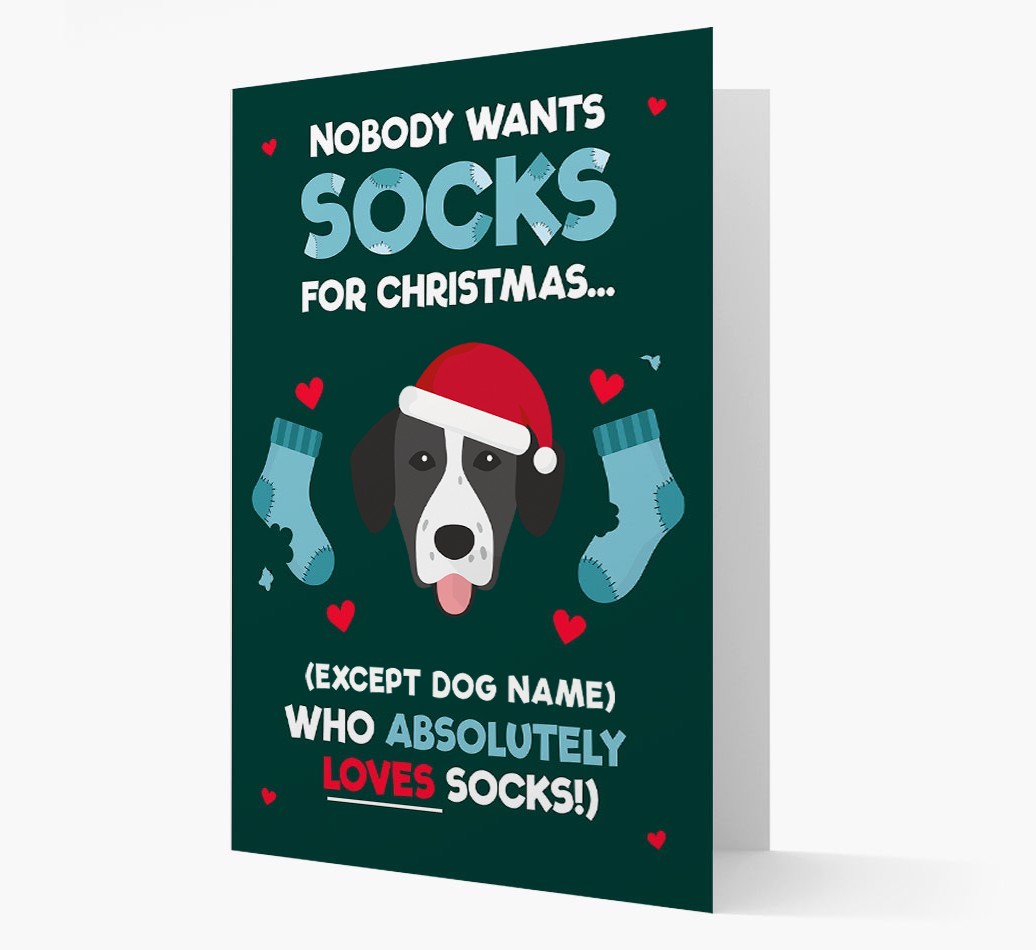 'Nobody Wants Socks for Christmas' - Personalized {breedFullName} Christmas Card