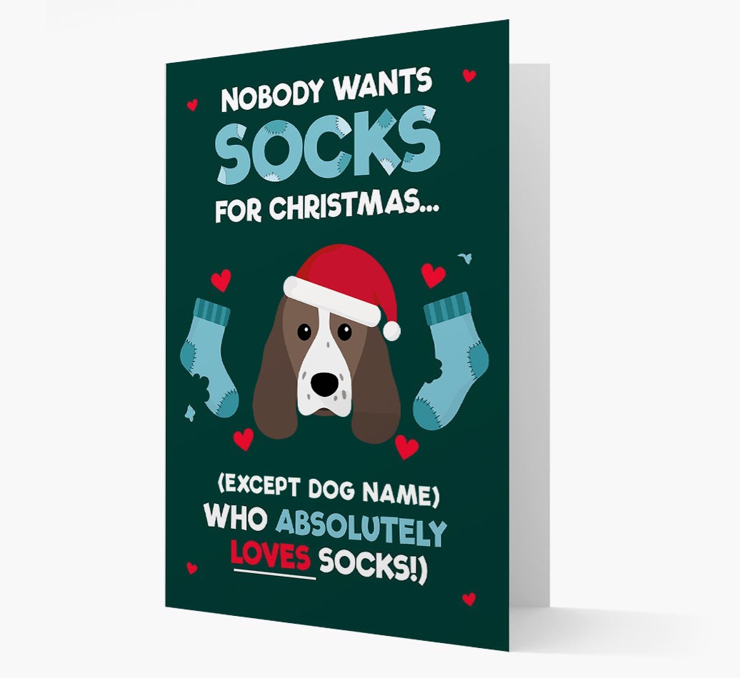 'Nobody Wants Socks for Christmas' - Personalized {breedFullName} Christmas Card