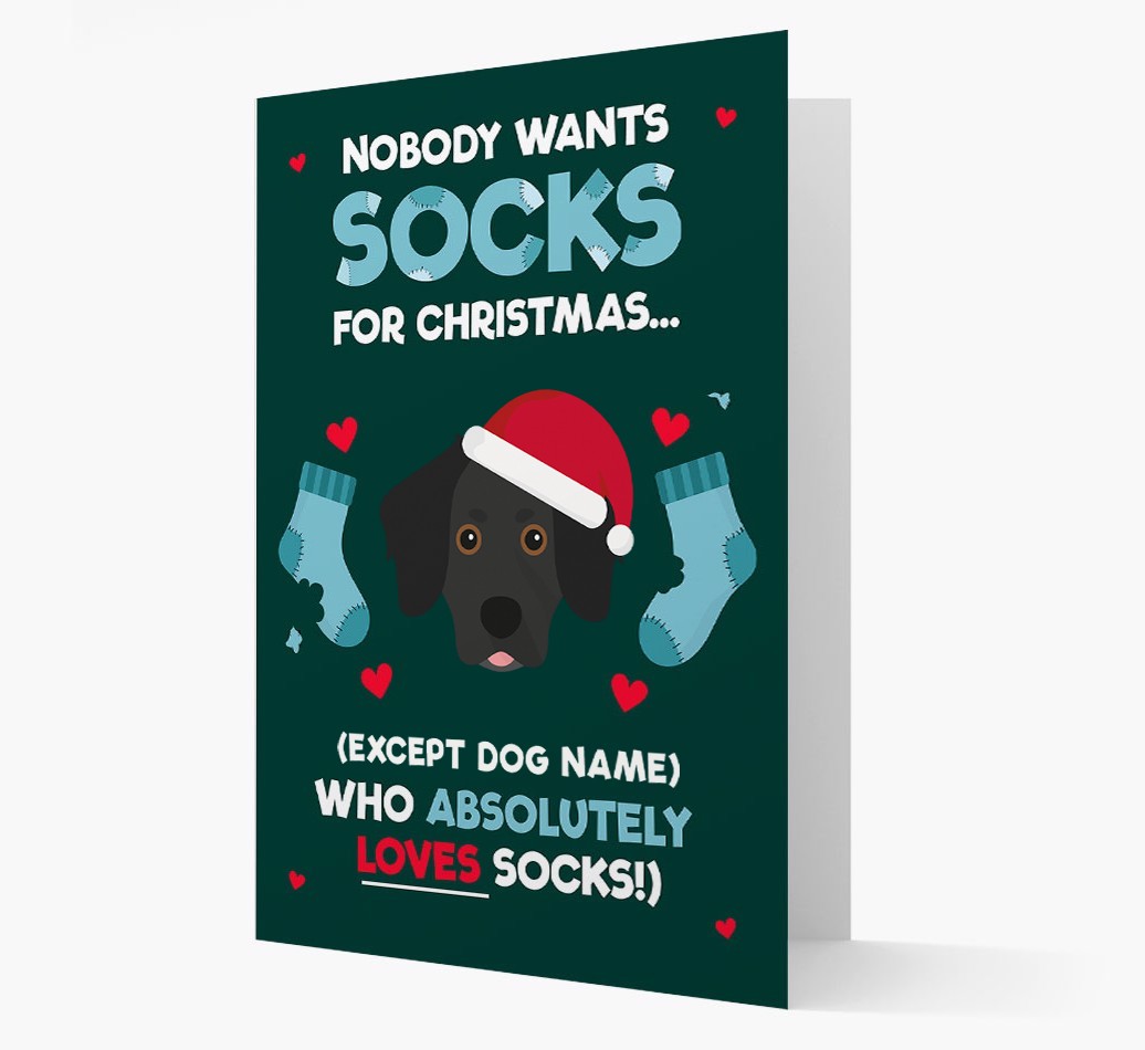 'Nobody Wants Socks for Christmas' - Personalized {breedFullName} Christmas Card