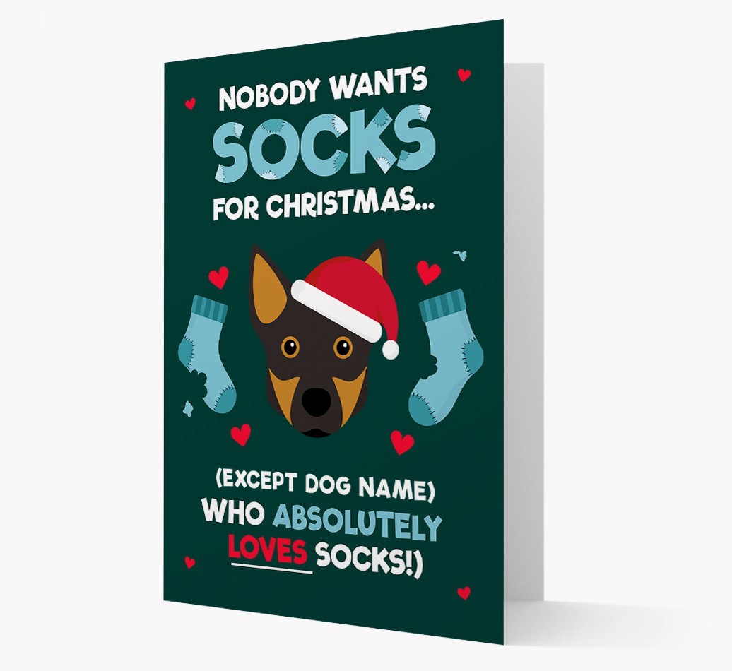 'Nobody Wants Socks for Christmas' - Personalized {breedFullName} Christmas Card