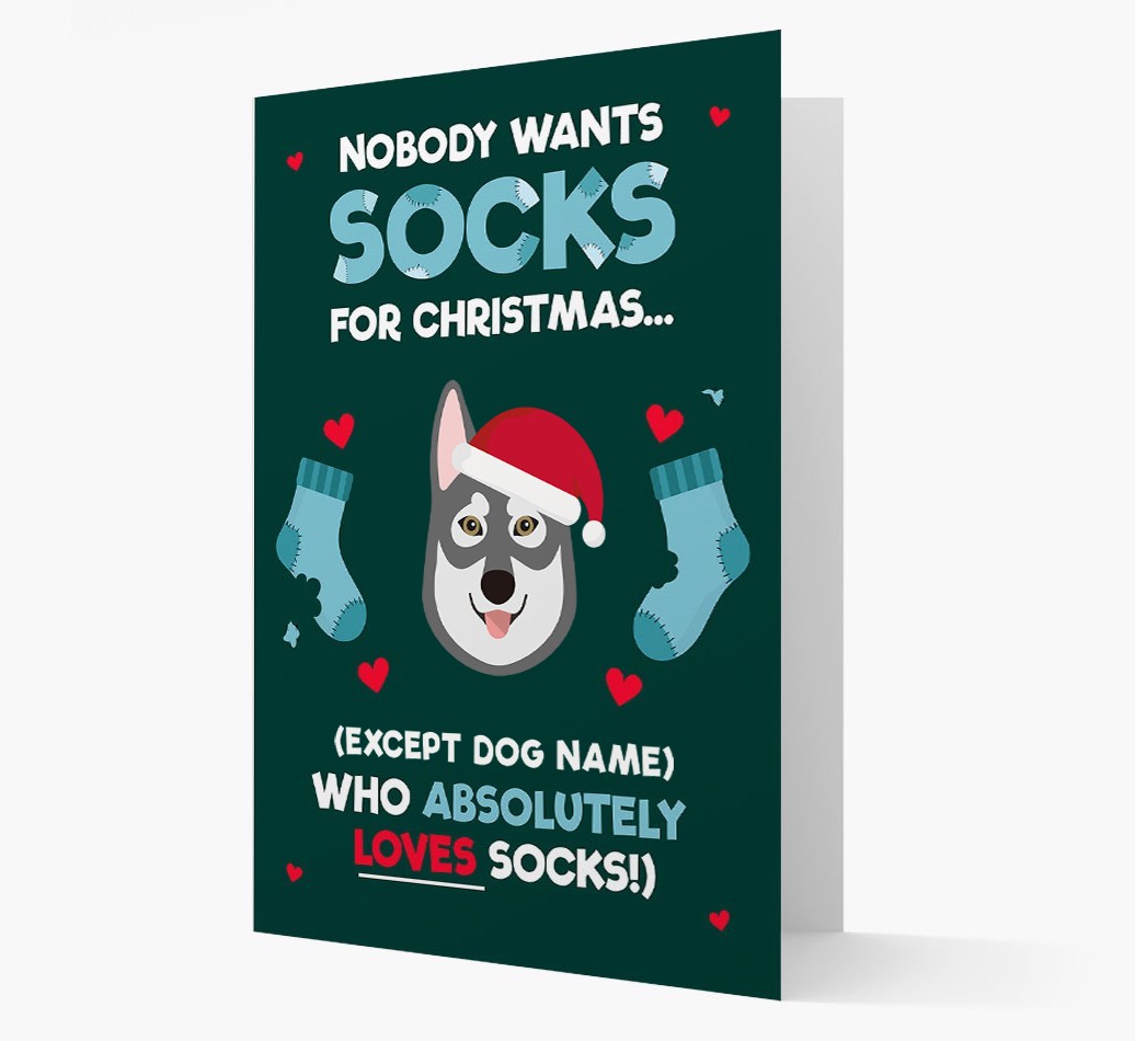 'Nobody Wants Socks for Christmas' - Personalized {breedFullName} Christmas Card