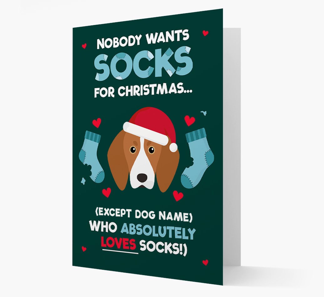 'Nobody Wants Socks for Christmas' - Personalized {breedFullName} Christmas Card